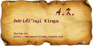 Adriányi Kinga névjegykártya